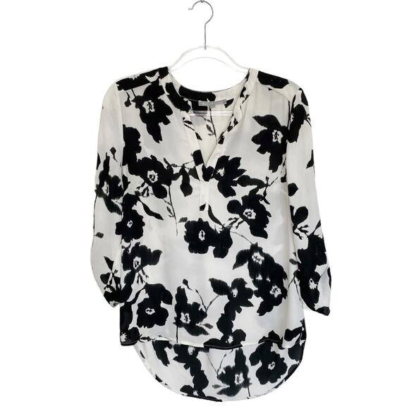 Daniel Rainn Blouse Woman’s Medium Koda Split Neck Floral Tunic Tab Sleeve - Picture 2 of 11